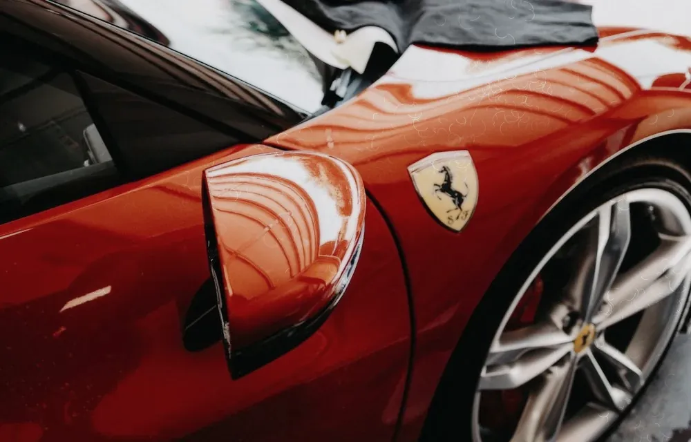The same paint before correction, hazed with swirl marks